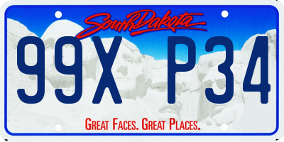 SD license plate 99XP34
