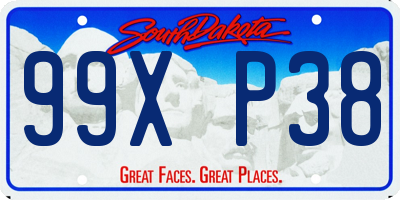 SD license plate 99XP38