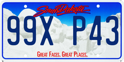 SD license plate 99XP43