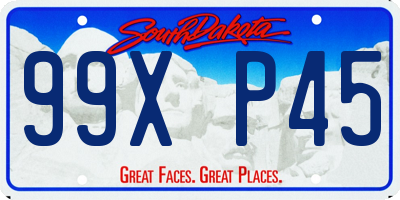 SD license plate 99XP45