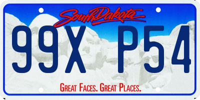 SD license plate 99XP54