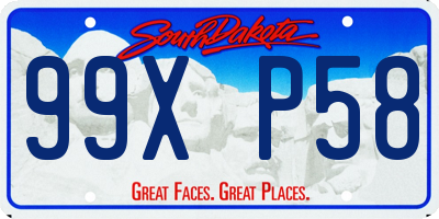SD license plate 99XP58