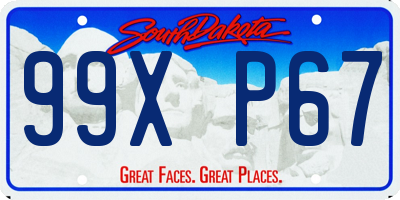 SD license plate 99XP67