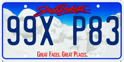 SD license plate 99XP83