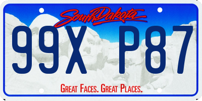 SD license plate 99XP87