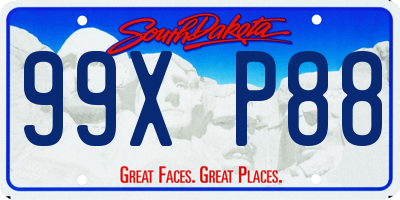 SD license plate 99XP88