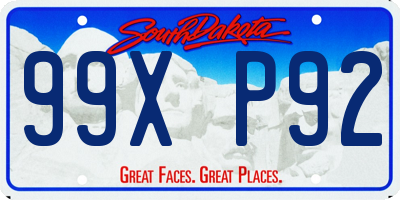 SD license plate 99XP92