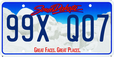 SD license plate 99XQ07