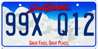 SD license plate 99XQ12