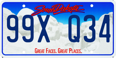 SD license plate 99XQ34