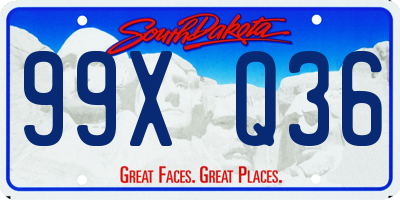 SD license plate 99XQ36