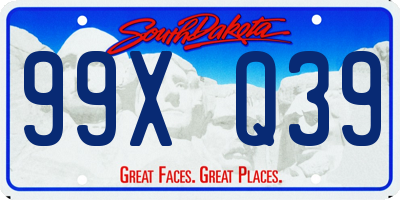 SD license plate 99XQ39