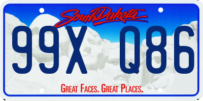 SD license plate 99XQ86