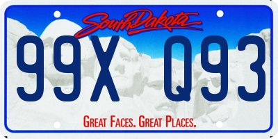 SD license plate 99XQ93