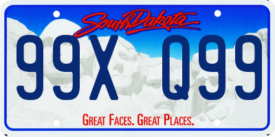 SD license plate 99XQ99