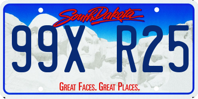 SD license plate 99XR25