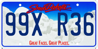 SD license plate 99XR36
