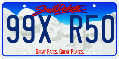 SD license plate 99XR50