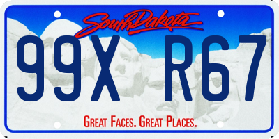 SD license plate 99XR67