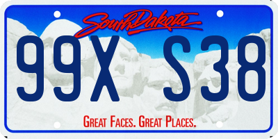 SD license plate 99XS38