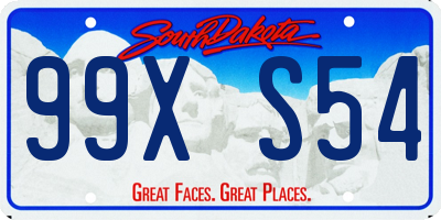 SD license plate 99XS54