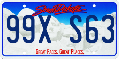 SD license plate 99XS63
