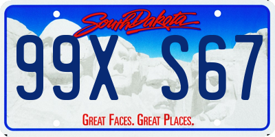 SD license plate 99XS67