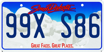SD license plate 99XS86