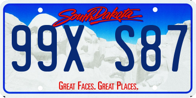 SD license plate 99XS87