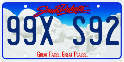 SD license plate 99XS92