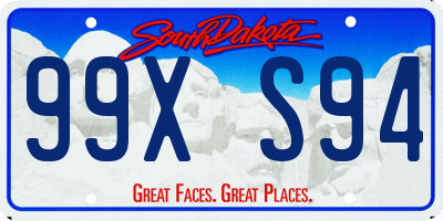 SD license plate 99XS94