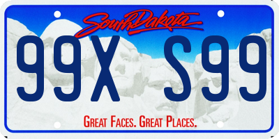 SD license plate 99XS99