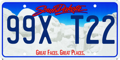 SD license plate 99XT22