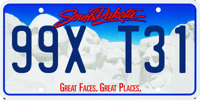 SD license plate 99XT31