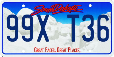 SD license plate 99XT36