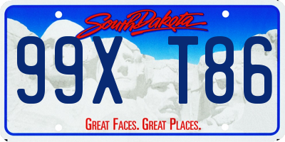 SD license plate 99XT86