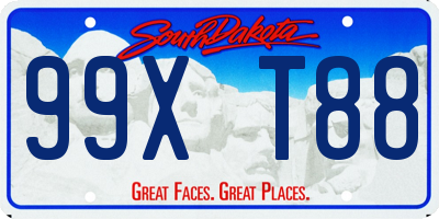 SD license plate 99XT88
