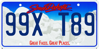 SD license plate 99XT89