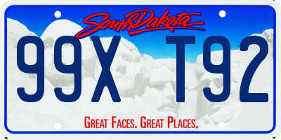 SD license plate 99XT92