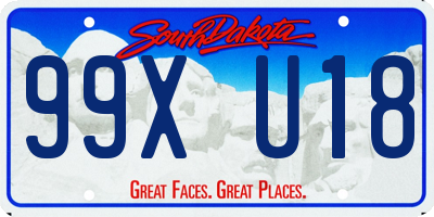 SD license plate 99XU18