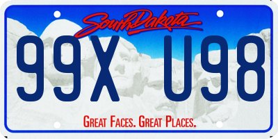 SD license plate 99XU98