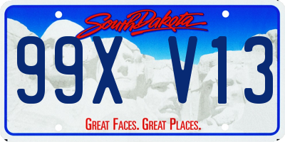SD license plate 99XV13