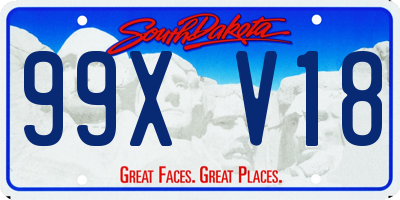 SD license plate 99XV18