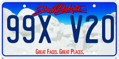 SD license plate 99XV20