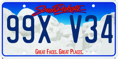 SD license plate 99XV34