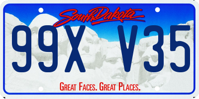 SD license plate 99XV35