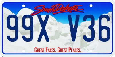 SD license plate 99XV36