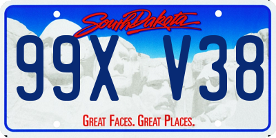 SD license plate 99XV38