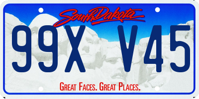 SD license plate 99XV45