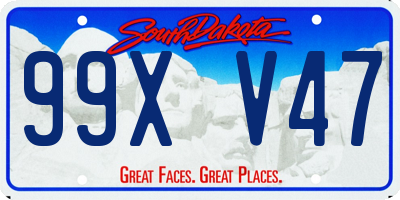 SD license plate 99XV47